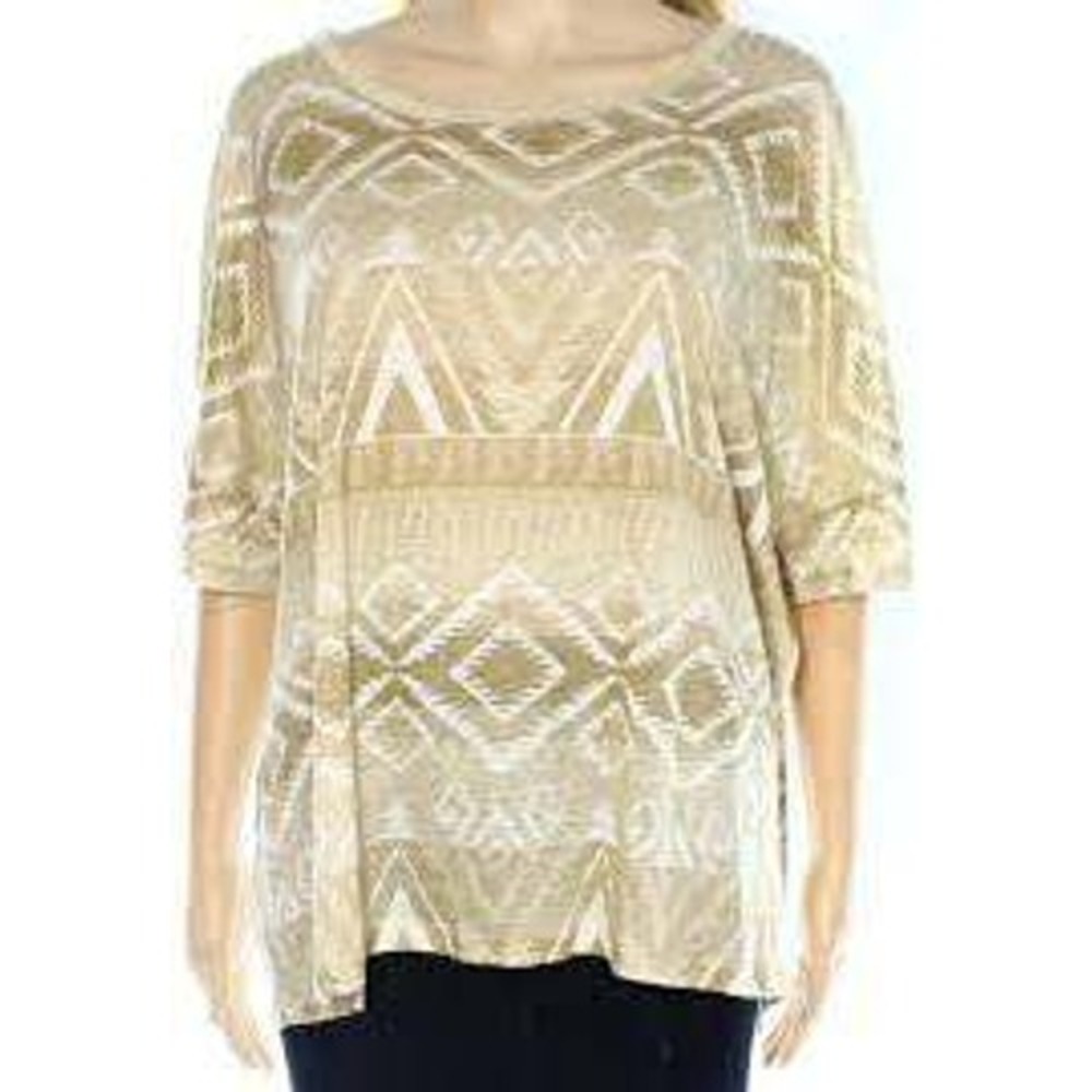 Lauren Ralph Lauren Linen Top Women's XL Geometric Print Relaxed 100% Linen